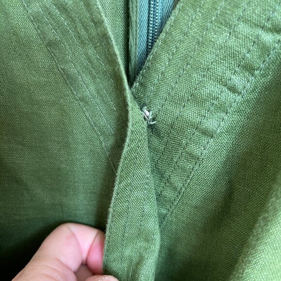 J Crew Point Sur Faux Wrap Olive Green 100% Linen Jumpsuit Size 4 - Picture 6 of 7